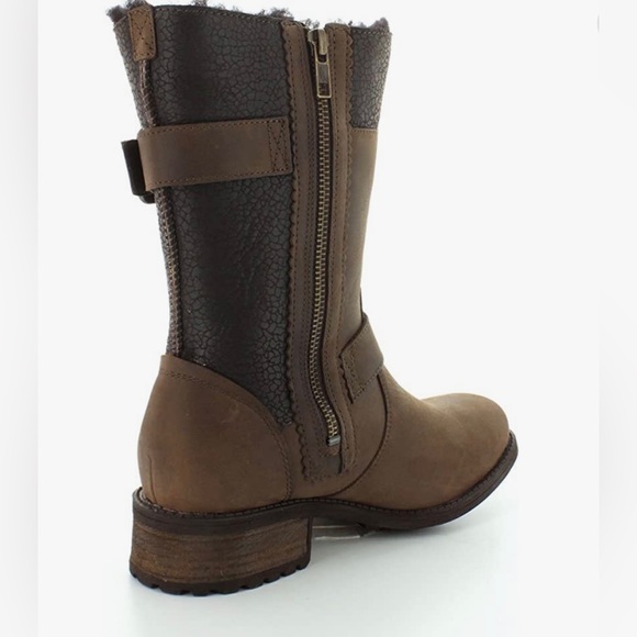 NWT UGG ”Oregon” Moto Heeled Mid Calf Leather Boots - Picture 3 of 16